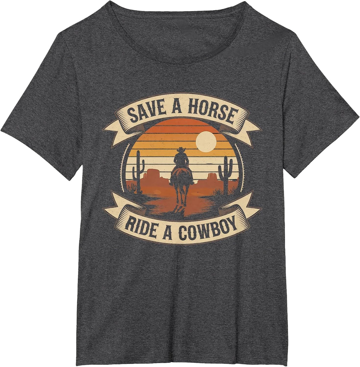 Save A Horse Ride A Cowboy Tshirt Country Outfits Horseback T-Shirt - Dark Heather Grey