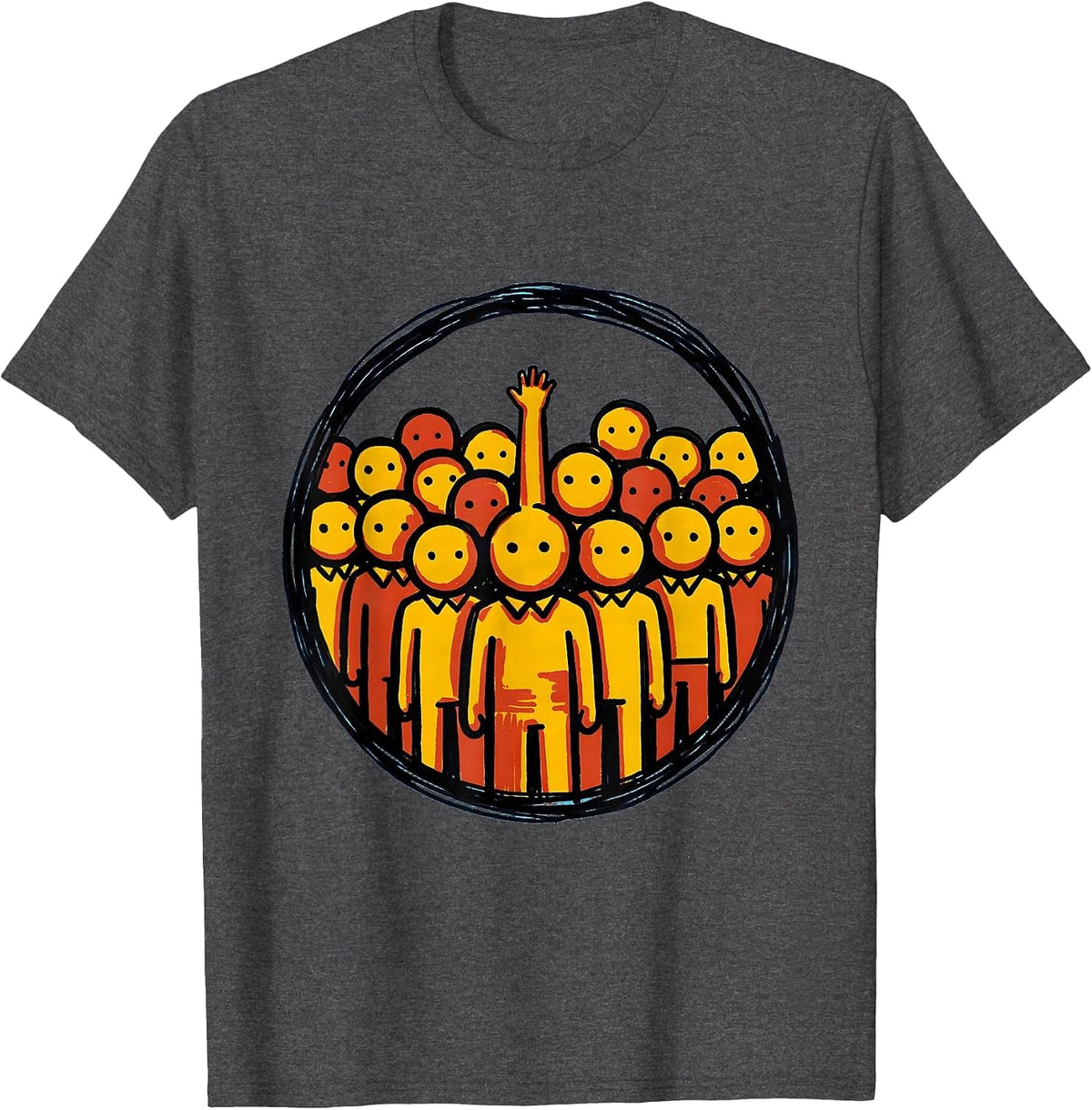 First Grade Hand Raiser Graduation Illustration T-Shirt - Dark Heather Grey