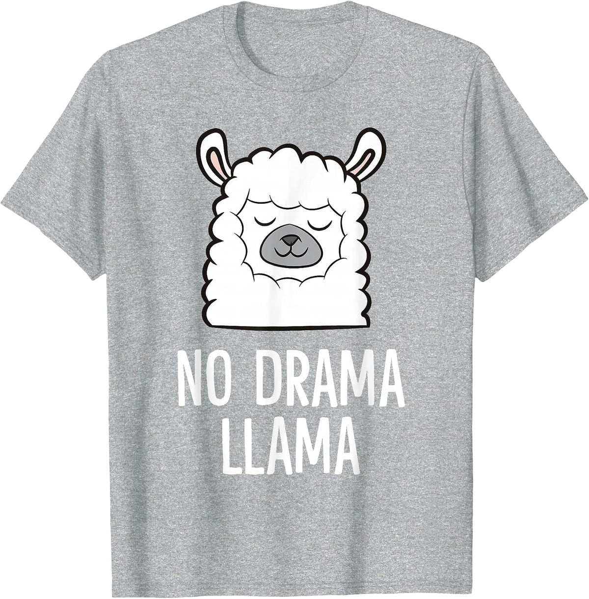 Cute No Drama Llama T-Shirt - Heather Grey