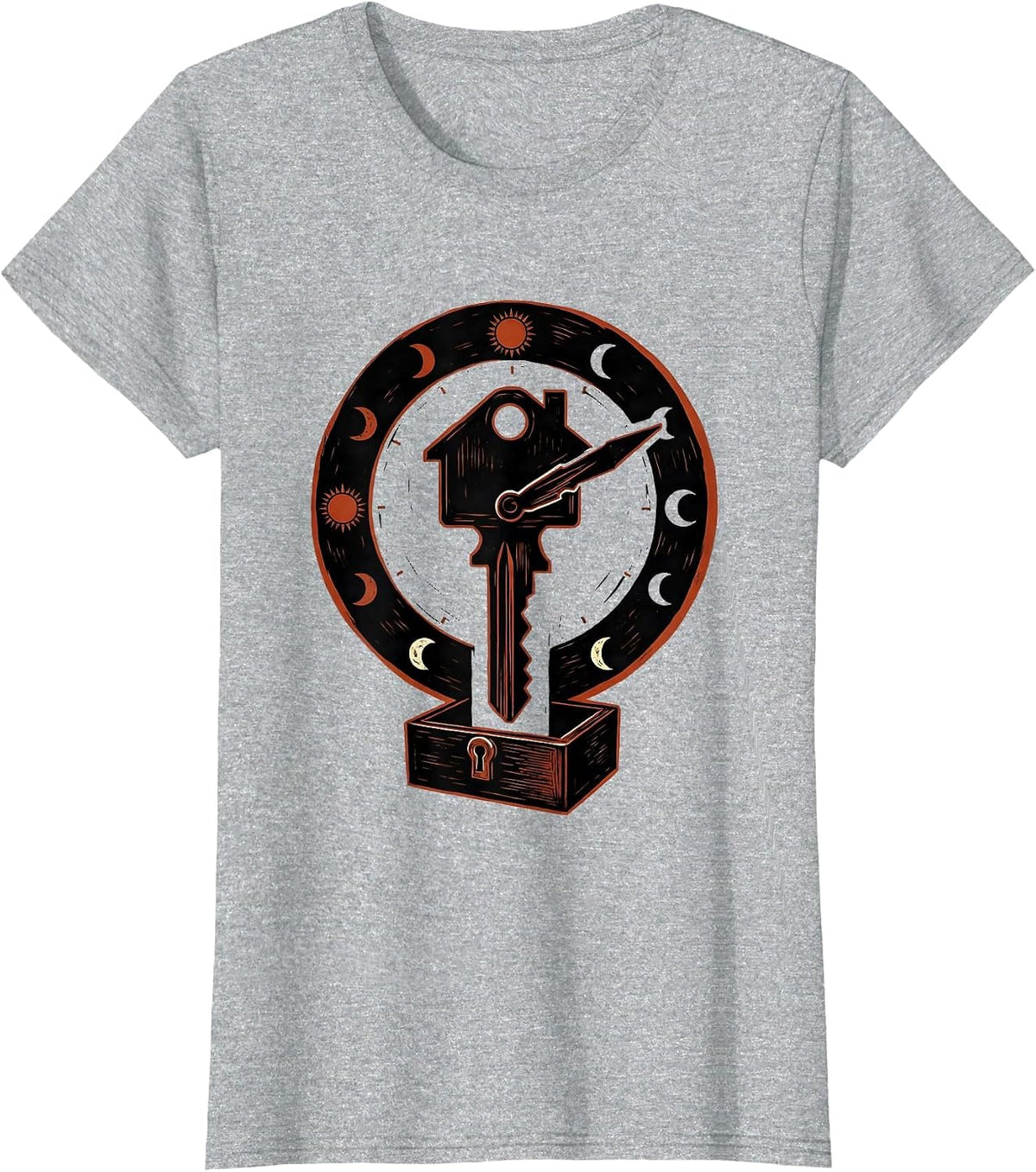 Interlocked Key Clock Realtor Humor Real Estate Agent Gift T-Shirt - Heather Grey