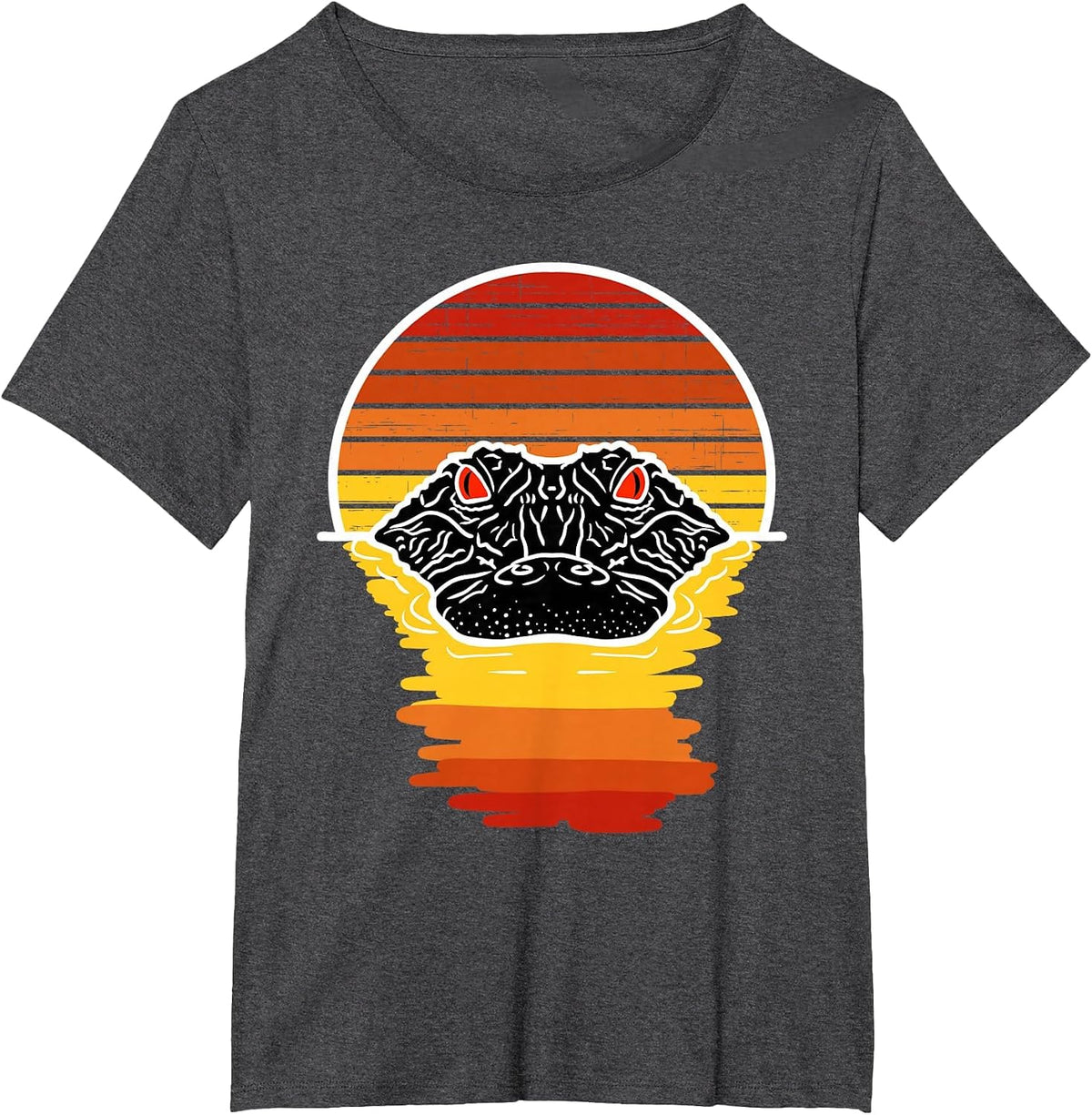 American Alligator with a Retro Sunset T-Shirt - Dark Heather Grey