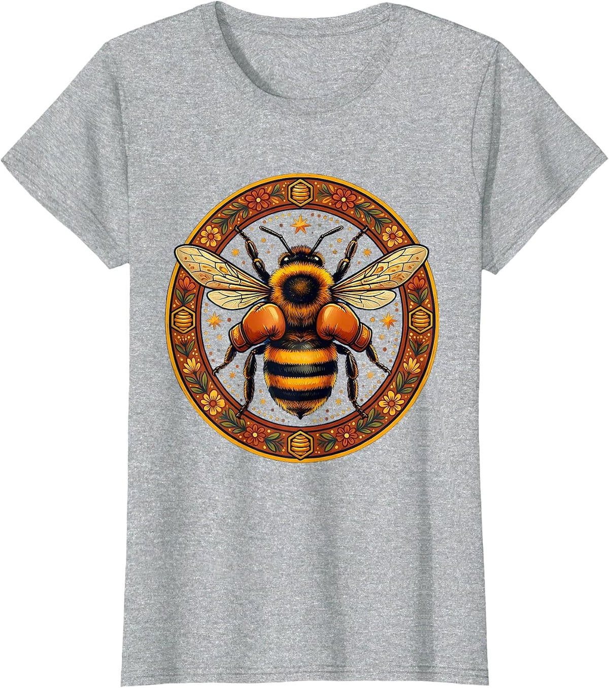 Boxing Bee Fighter Graphic Tee T-Shirt - Heather Grey