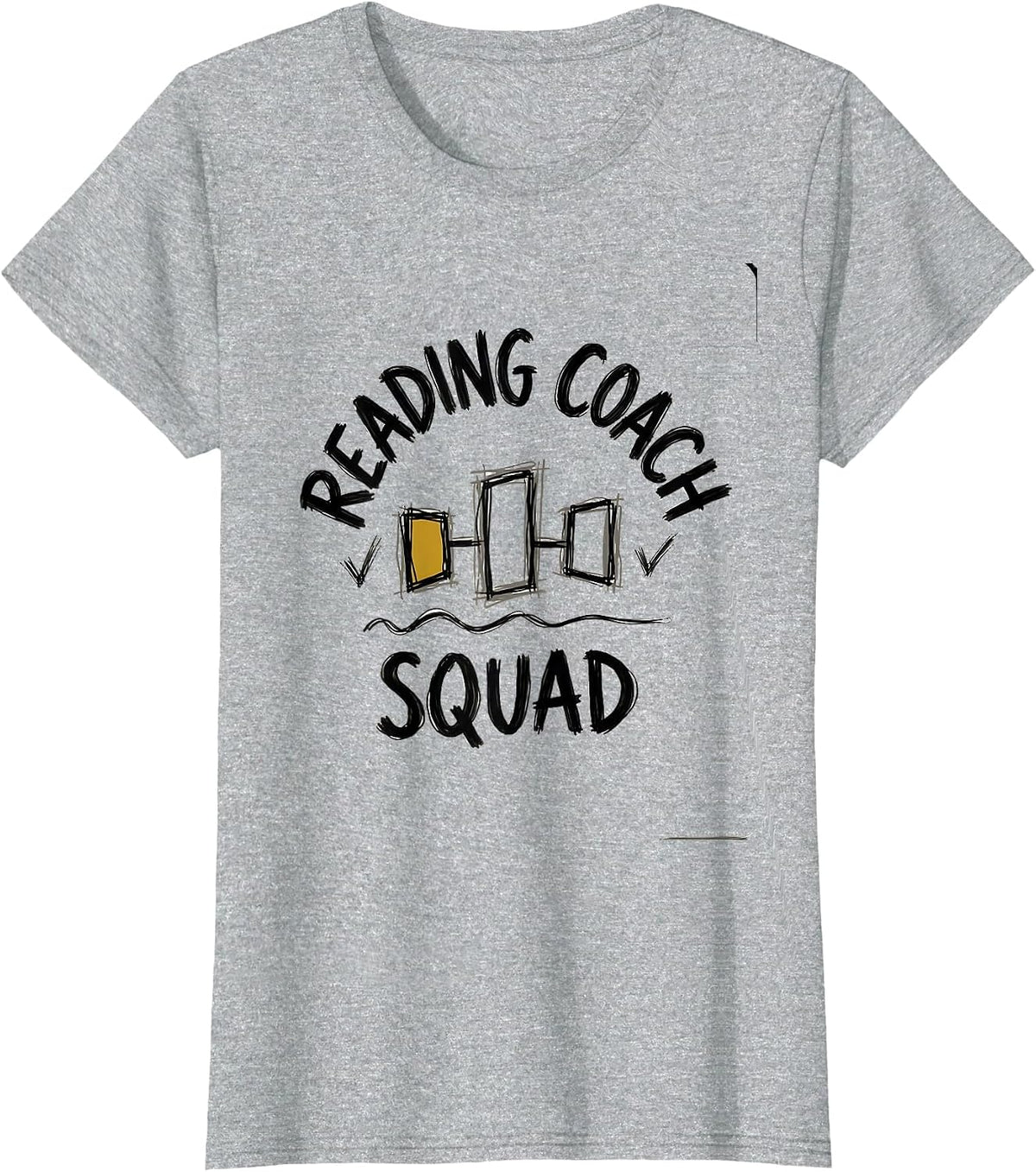 Women's Reading Coach Squad Hand-Sketched Literacy Teacher T-Shirt - Heather Grey