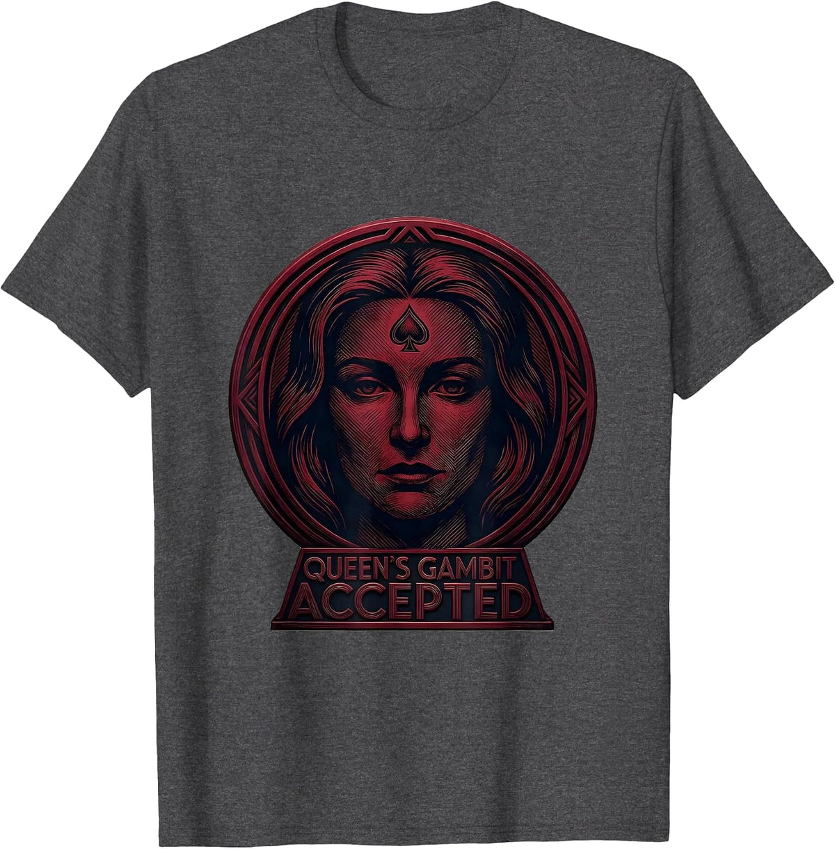 Queen's Gambit Accepted Retro Chess Queen Empowerment T-Shirt - Dark Heather Grey