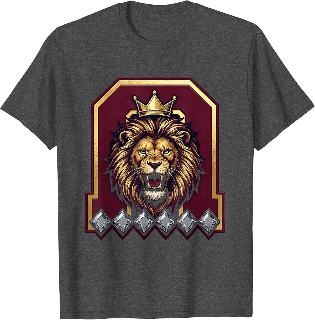 21st Birthday Roaring Lion Birthday Crown T-Shirt - Dark Heather Grey
