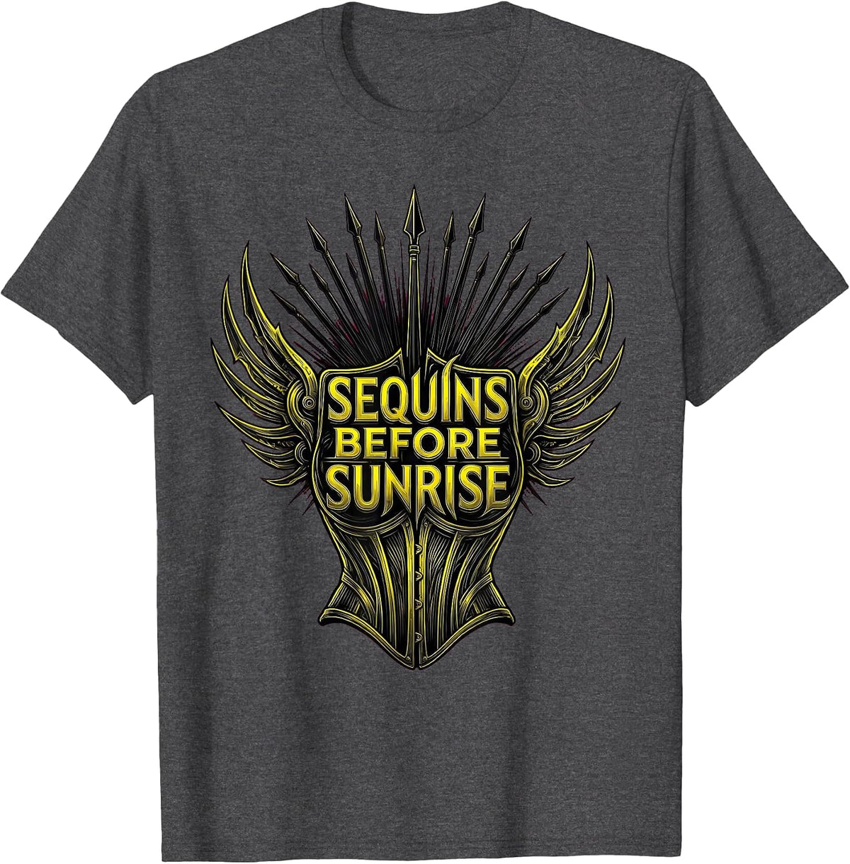 Sequins Before Sunrise Showgirl Design T-Shirt - Dark Heather Grey