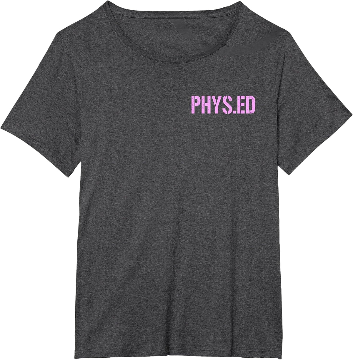 PHYS.ED Physical Education Fitness Exercise P.E. T-Shirt - Dark Heather Grey