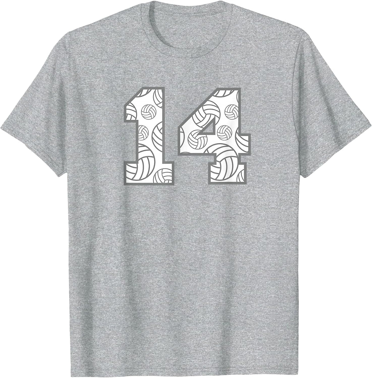Volleyball #14 Player Number 14 T-Shirt - Heather Grey
