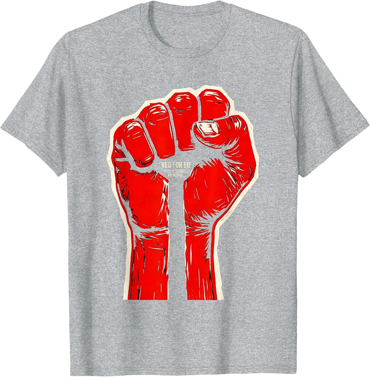 Men's Red For Ed Public School Principal Teacher Advocacy T-Shirt - Heather Grey