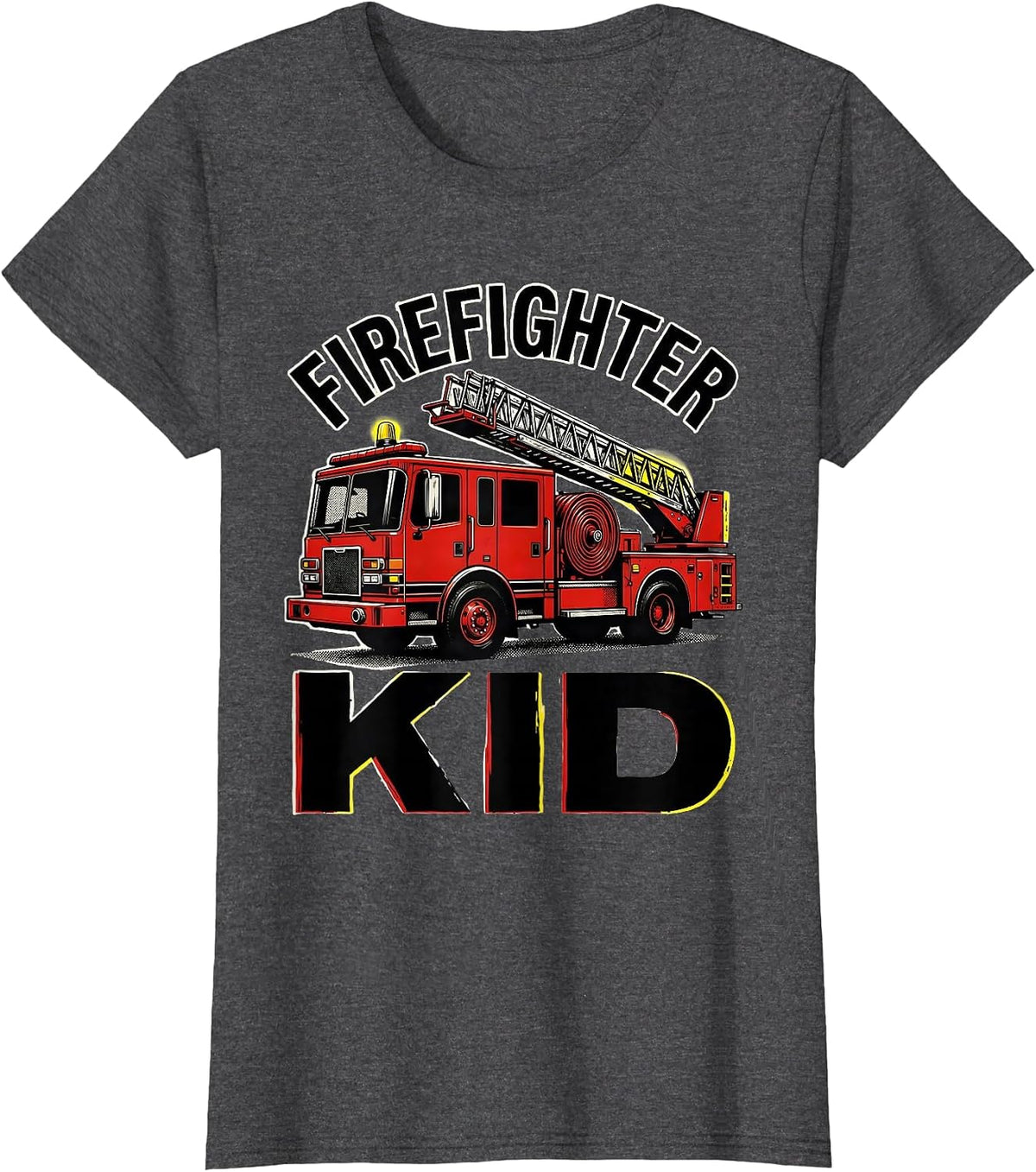 Women's Firefighter Kid Playful Fire Truck Birthday Future T-Shirt - Dark Heather Grey