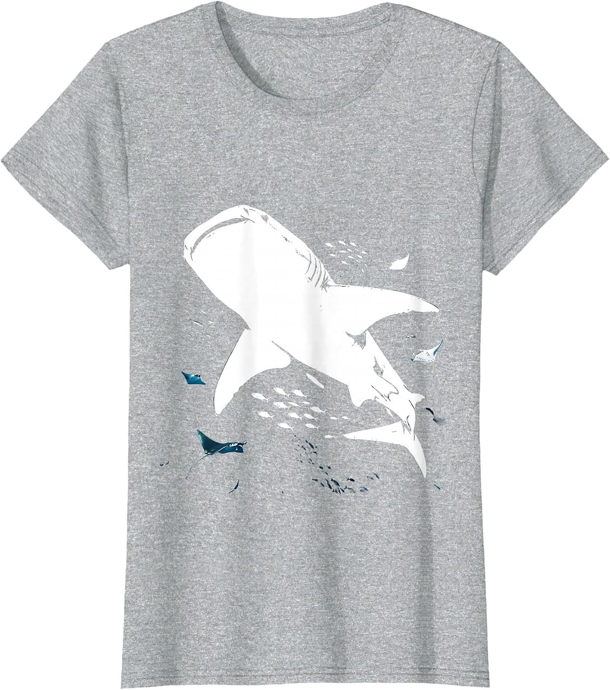 Whale Shark Deep Ocean Cruise Graphic Design T-Shirt - Heather Grey