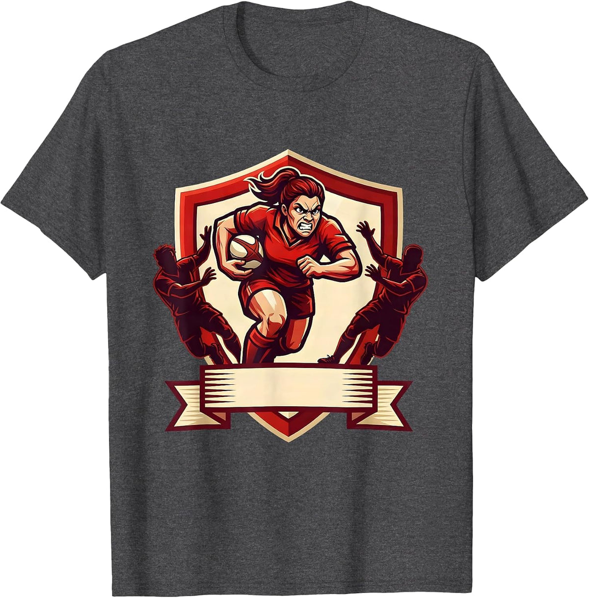 Rugby Unstoppable Breakaway Graphic Design T-Shirt - Dark Heather Grey