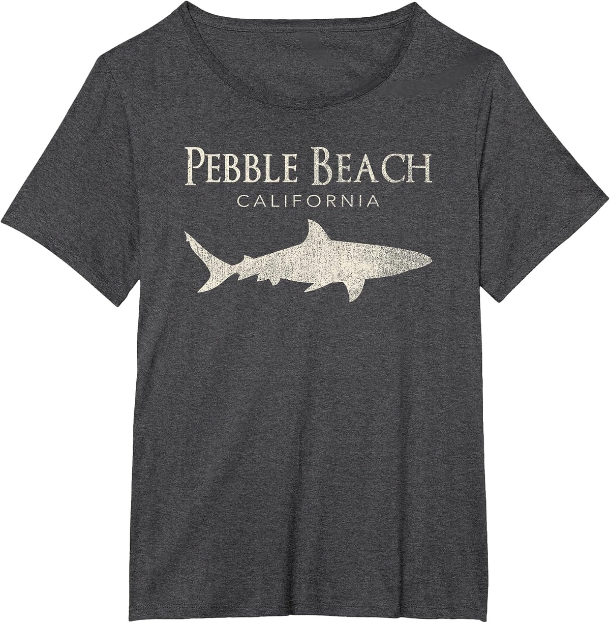 Retro Pebble Beach CA Shark Tee T-Shirt - Dark Heather Grey