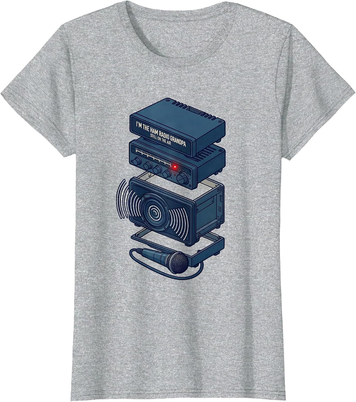 Women's I'm The Ham Radio Grandpa, Still On The Air Grandpa T-Shirt - Heather Grey