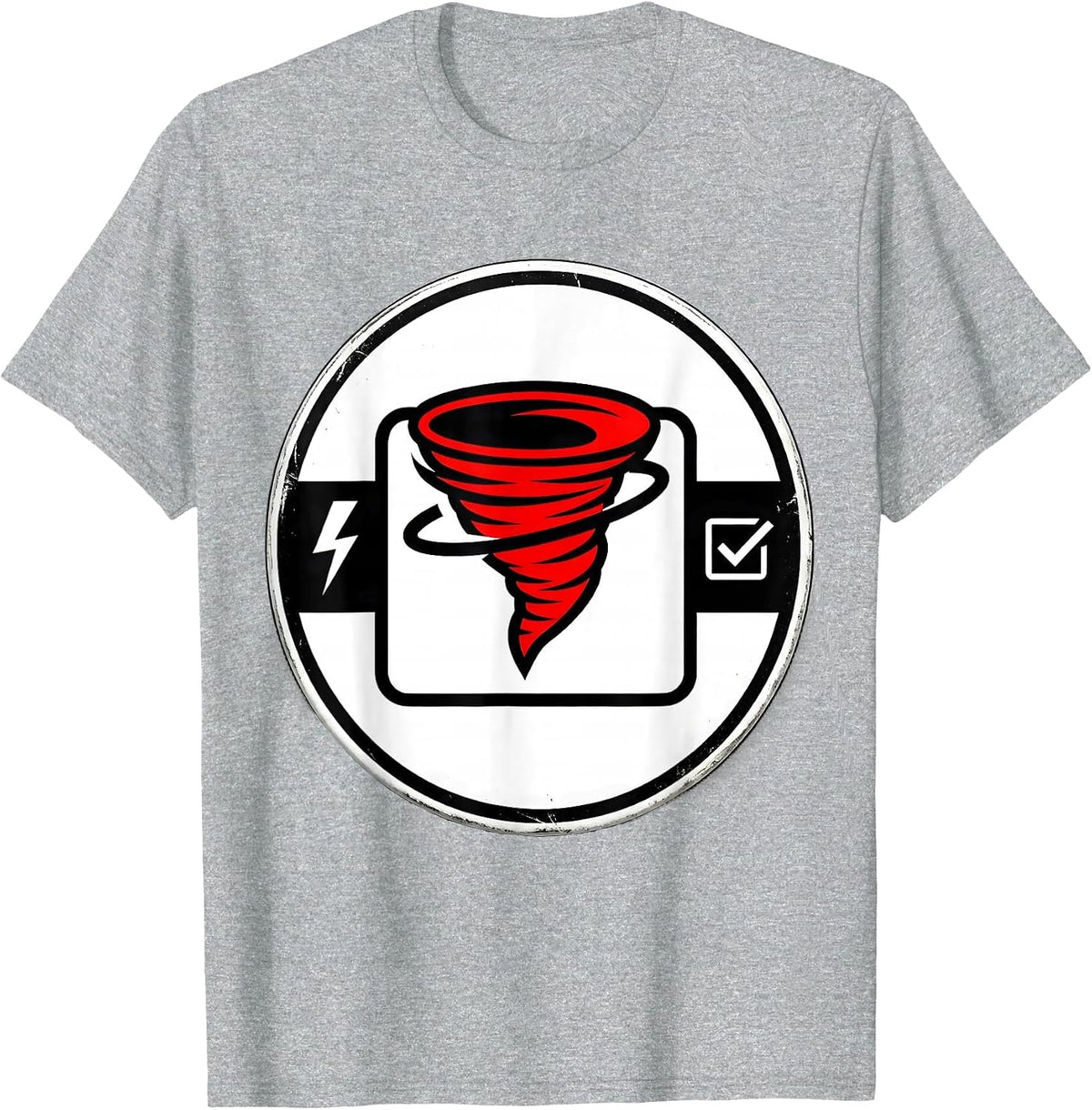 Men's Sealed Tornado Badge Storm Chaser Meteorology Humor T-Shirt - Heather Grey