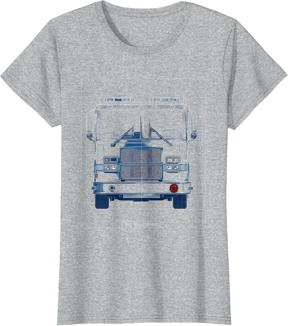 Wail Wail Company Technical Blueprint Firefighter Humor T-Shirt - Heather Grey