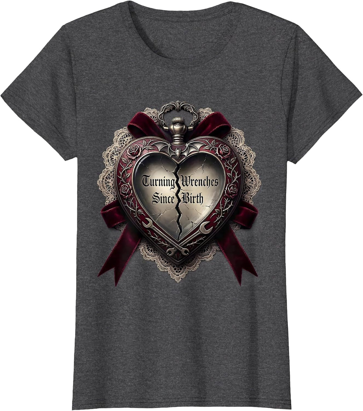 Women's Turning Wrenches Since Birth Mechanic Design T-Shirt - Dark Heather Grey