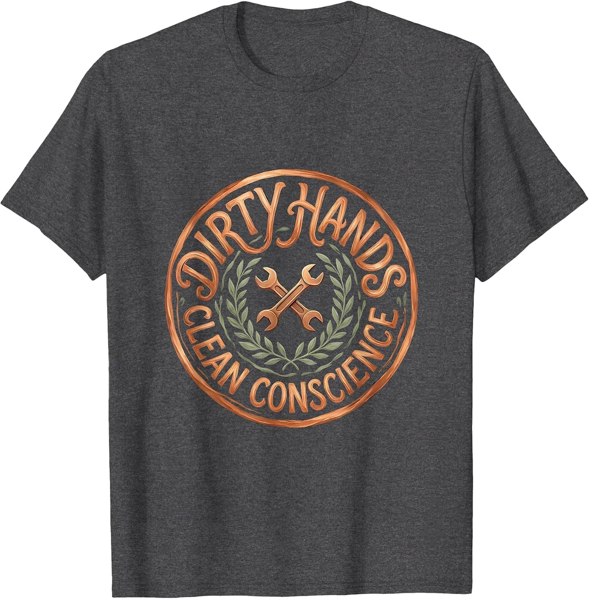 Men's Dirty Hands Clean Conscience Mechanic Design T-Shirt - Dark Heather Grey