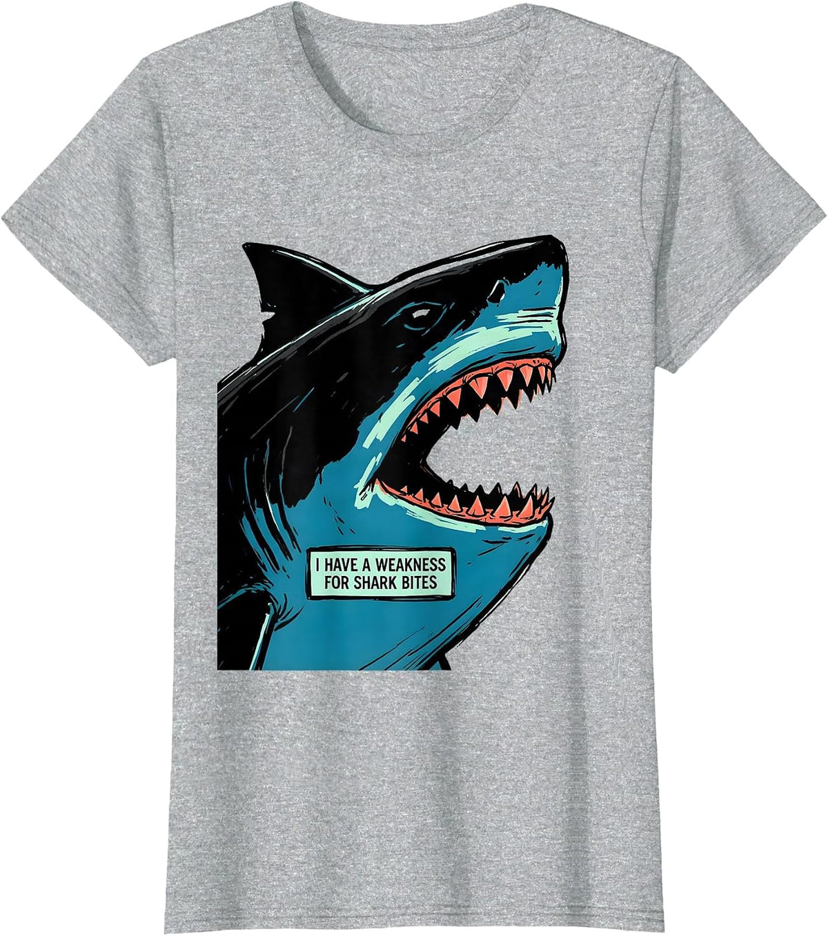 Women's I Have A Weakness For Shark Bites Funny Shark Lover Ocean T-Shirt - Heather Grey