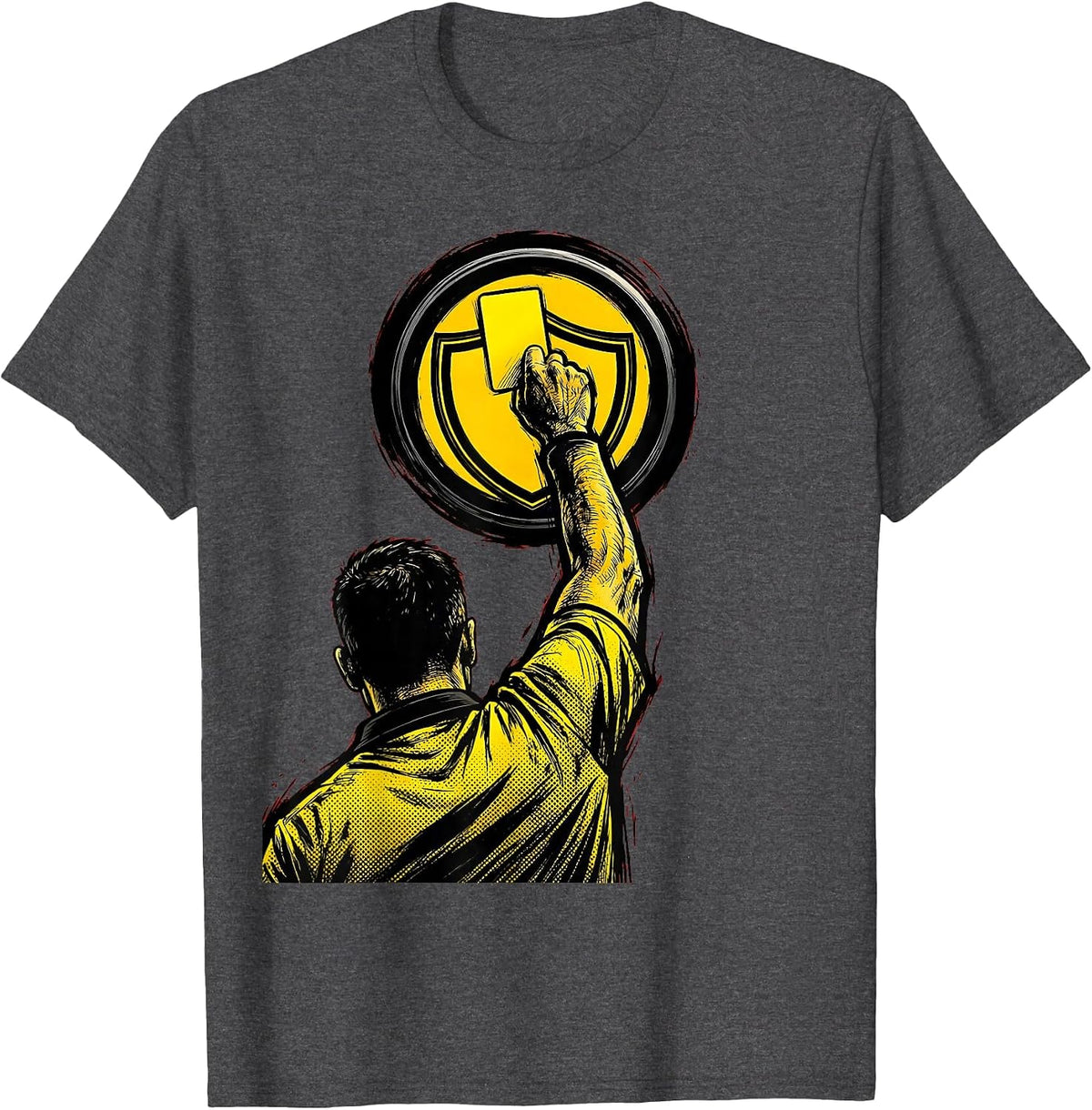 Rugby Referee Yellow Card Graphic T-Shirt - Dark Heather Grey