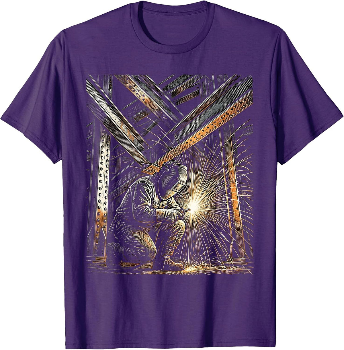 Steel Bridge Welder Graphic Tee T-Shirt - Purple