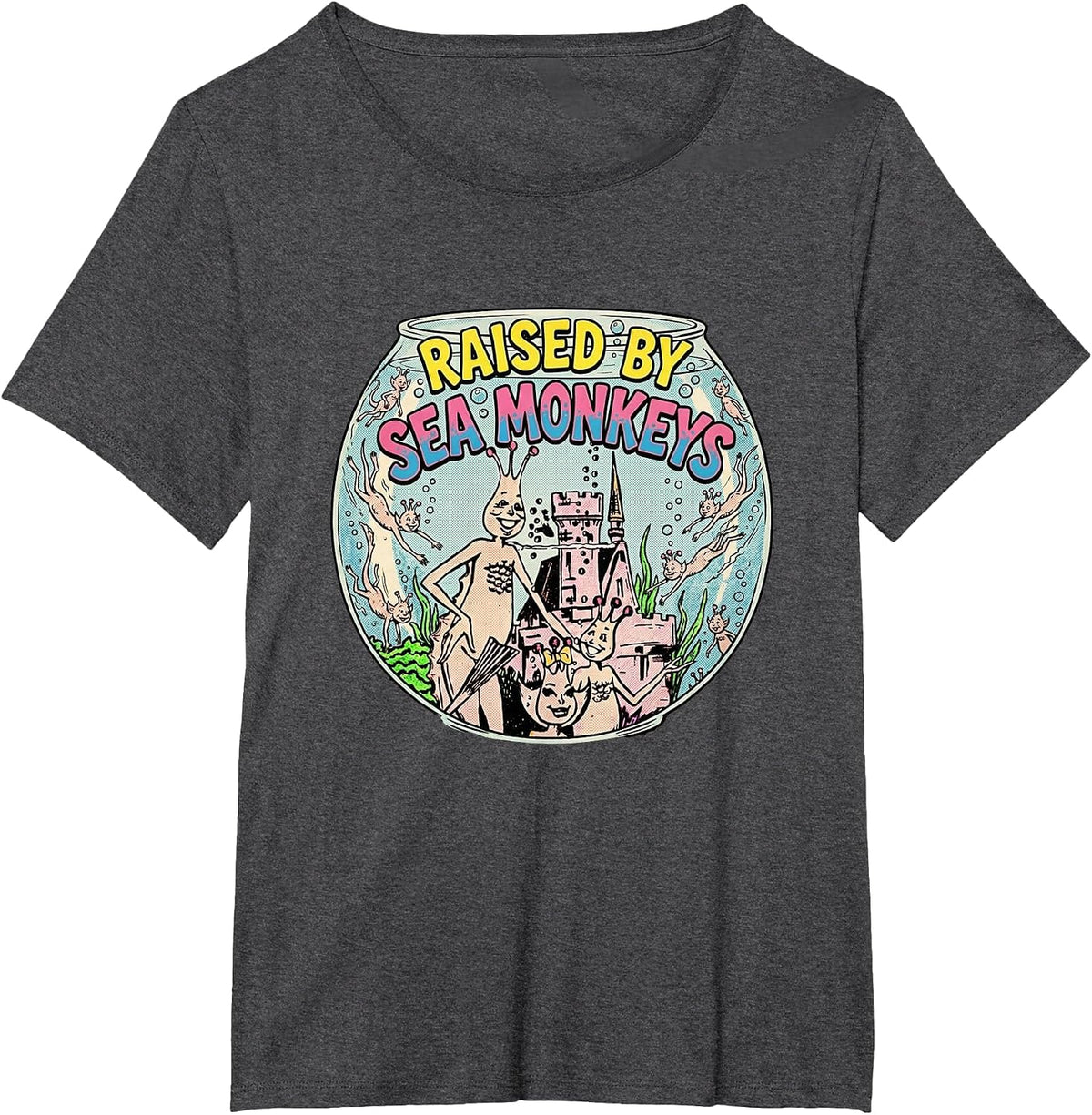Gen X Raised by Sea Monkeys 1960s 1970s 1980s Generation X T-Shirt - Dark Heather Grey