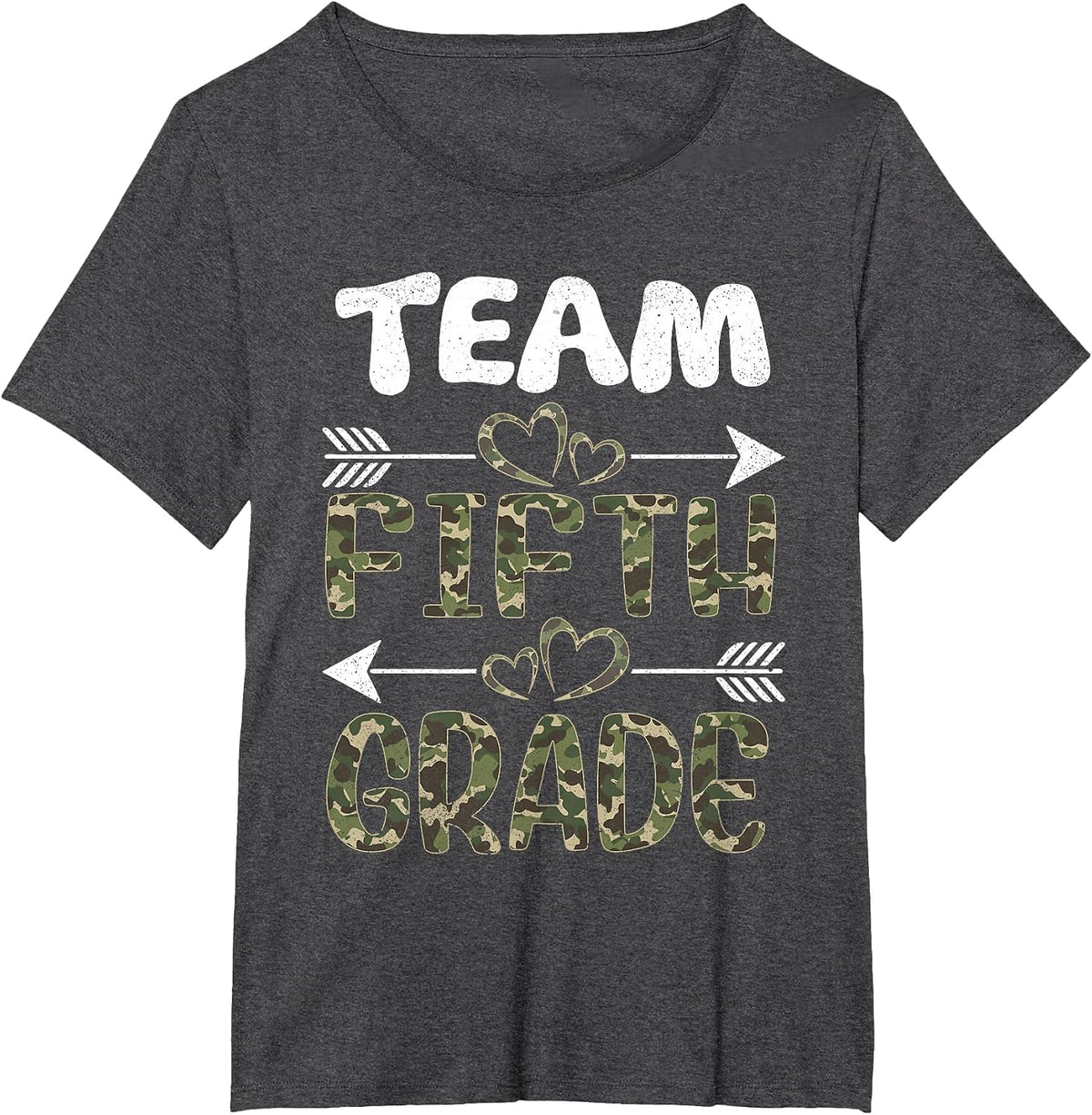 Team Fifth Grade Back to School 5th Grade Camo Teachers T-Shirt - Dark Heather Grey