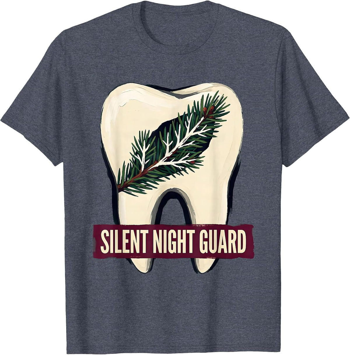 Silent Night Guard Funny Dentist Dental Team Christmas T-Shirt - Heather Blue