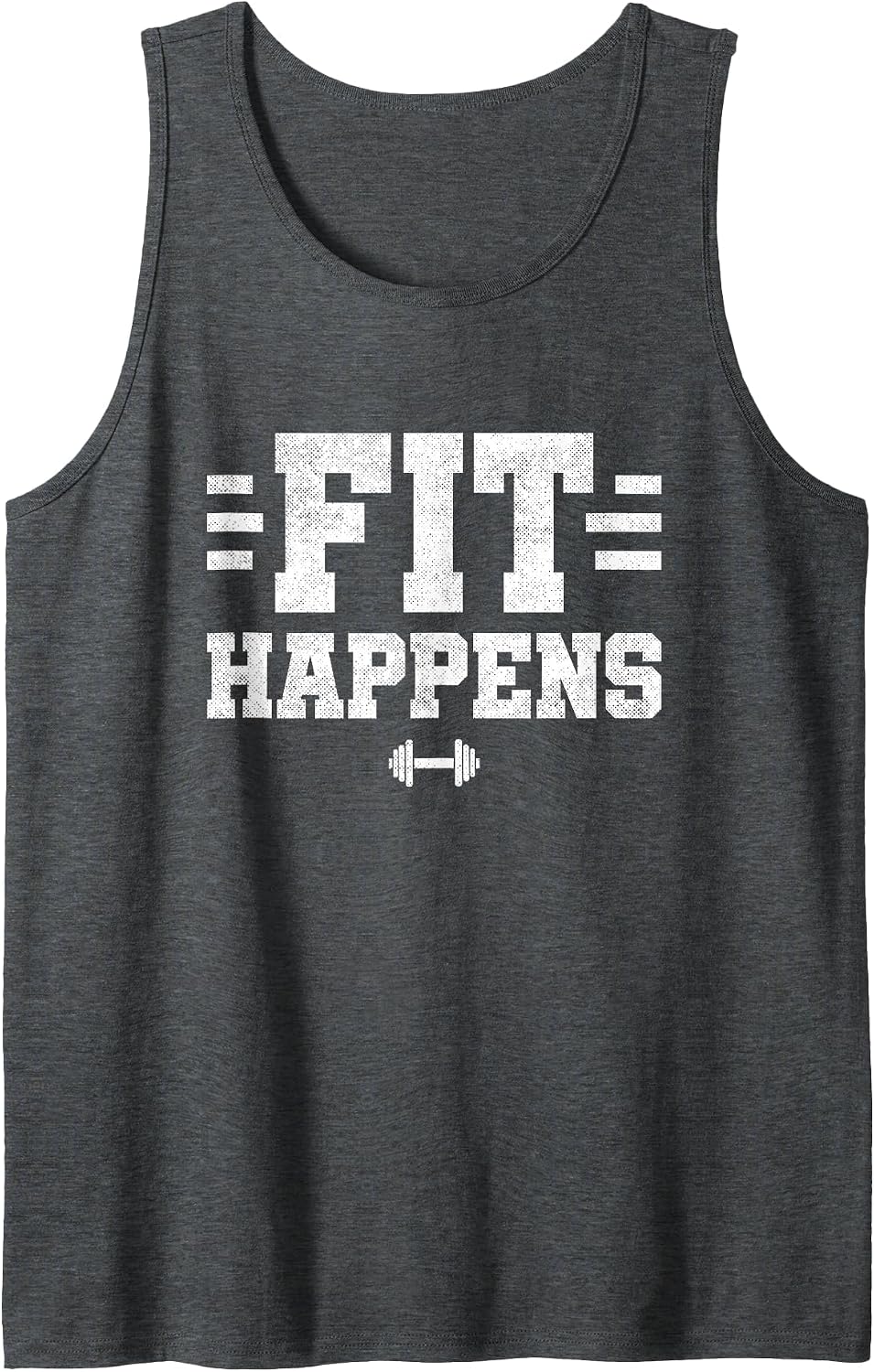 Funny Fitness - Gym Exercise - Fit Happens - Funny Workout Tank Top - Dark Heather Grey