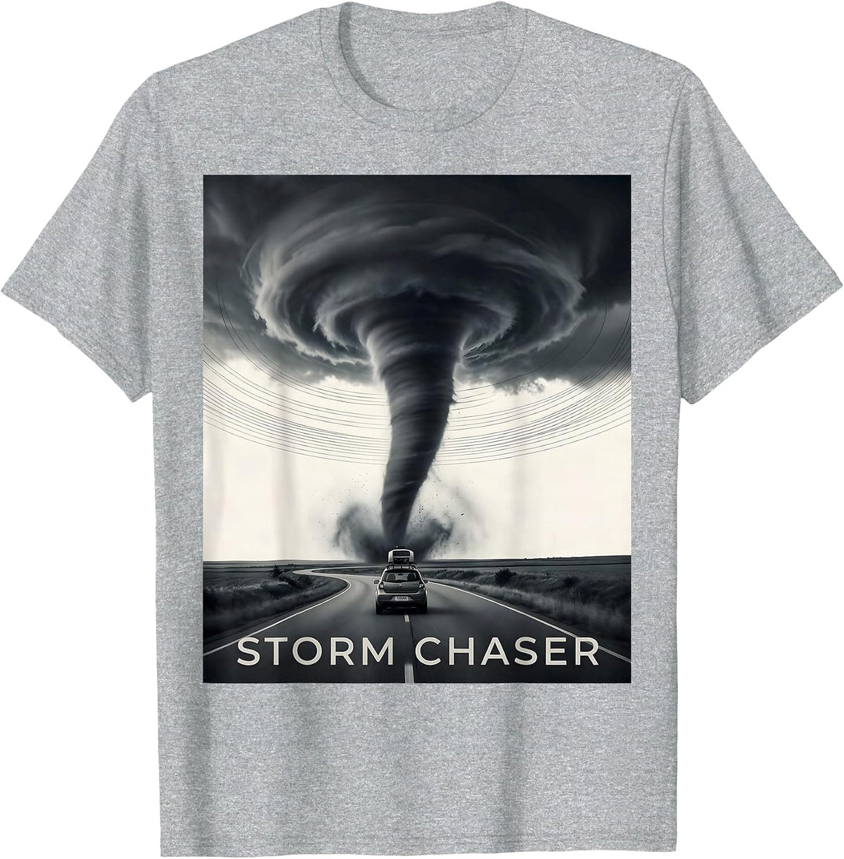 Men's Storm Chaser Monochromatic Tornado Meteorology Enthusiast T-Shirt - Heather Grey