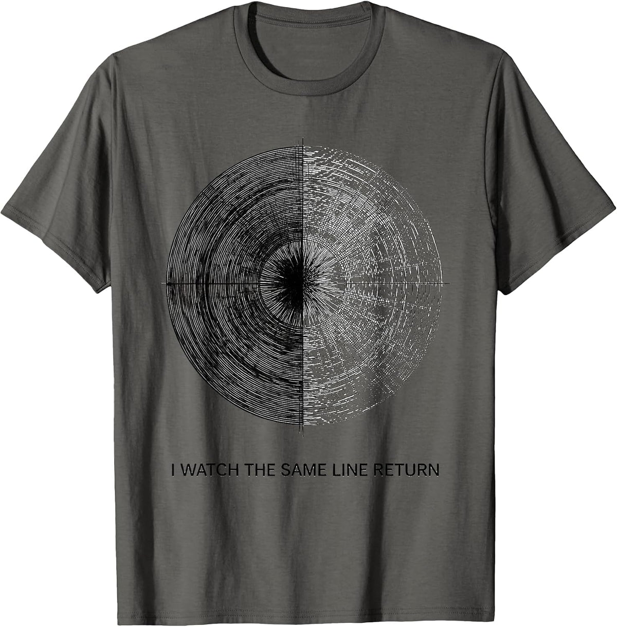 I Watch The Same Line Return Astronomy Lunar Cycle Moon T-Shirt - Asphalt Grey