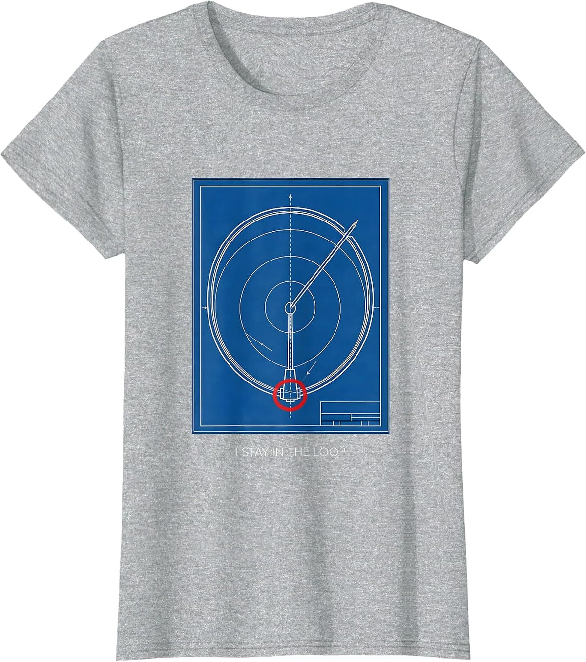 I Stay In The Loop Technical Blueprint Ham Radio Operator T-Shirt - Heather Grey