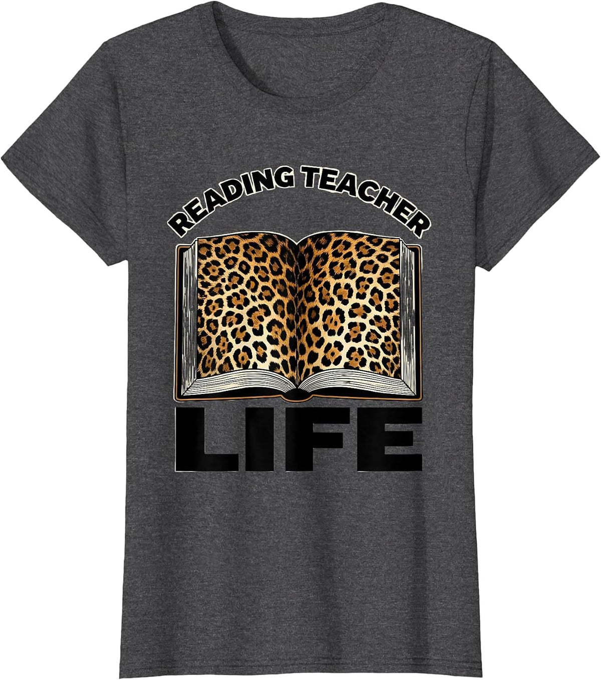 Women's Reading Teacher Life Graphic Design T-Shirt - Dark Heather Grey
