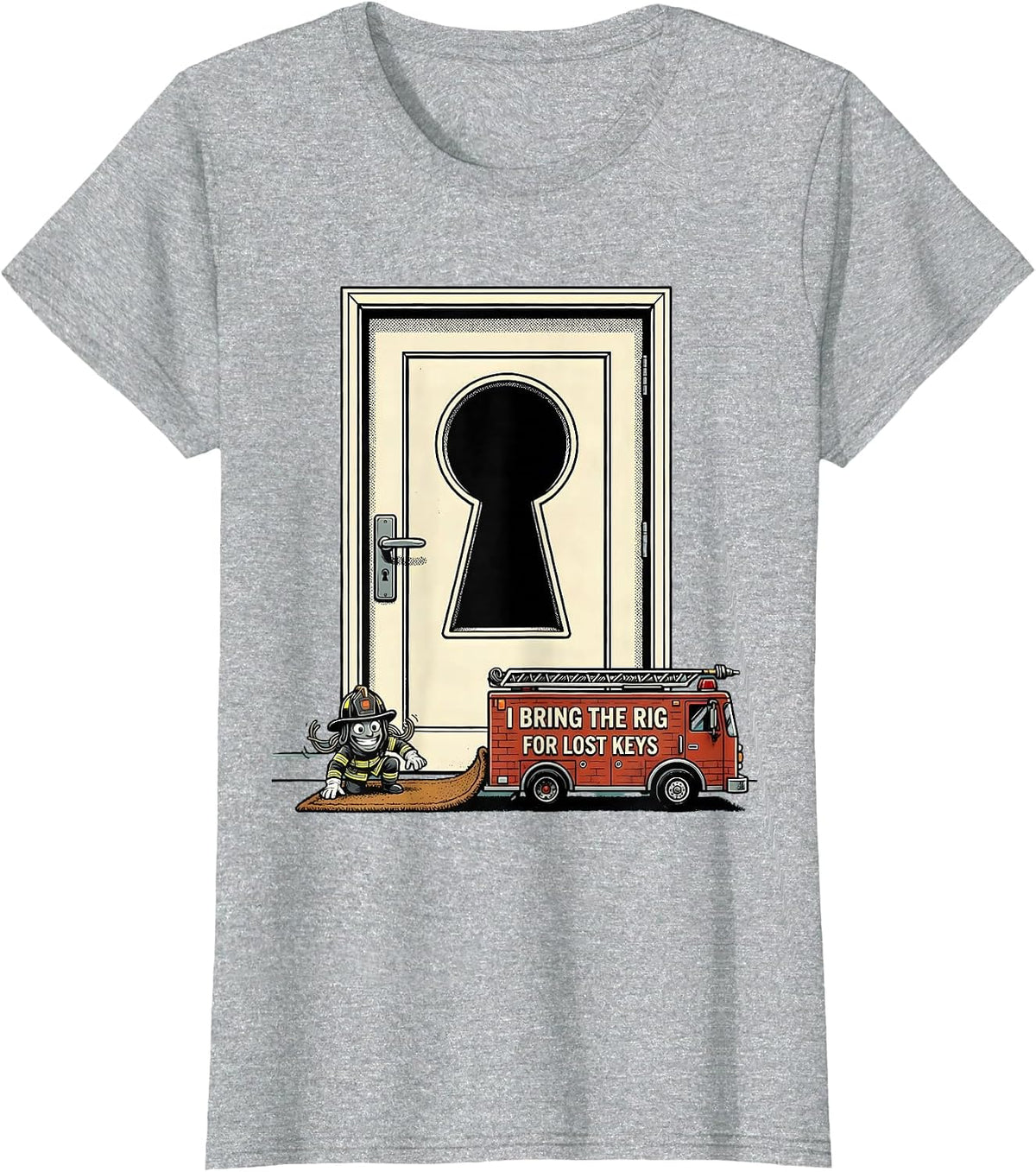 I Bring The Rig For Lost Keys Funny Firefighter Occupational T-Shirt - Heather Grey