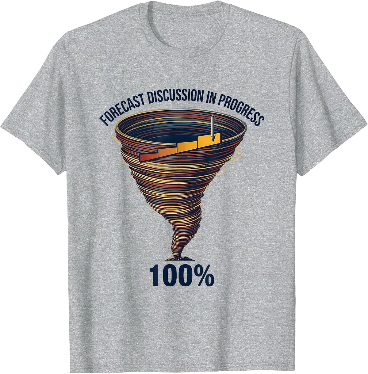 Men's Forecast Discussion In Progress: 100% Bold Storm Chaser T-Shirt - Heather Grey