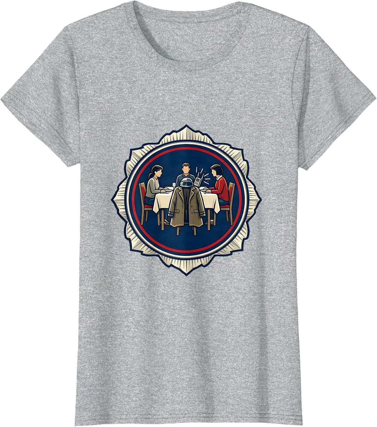 Sealed Firefighter Emblem Dinner Table Tribute T-Shirt - Heather Grey