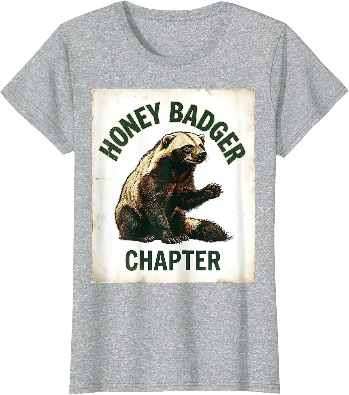 Honey Badger Chapter Vintage Funny Animal Lover Gift T-Shirt - Heather Grey
