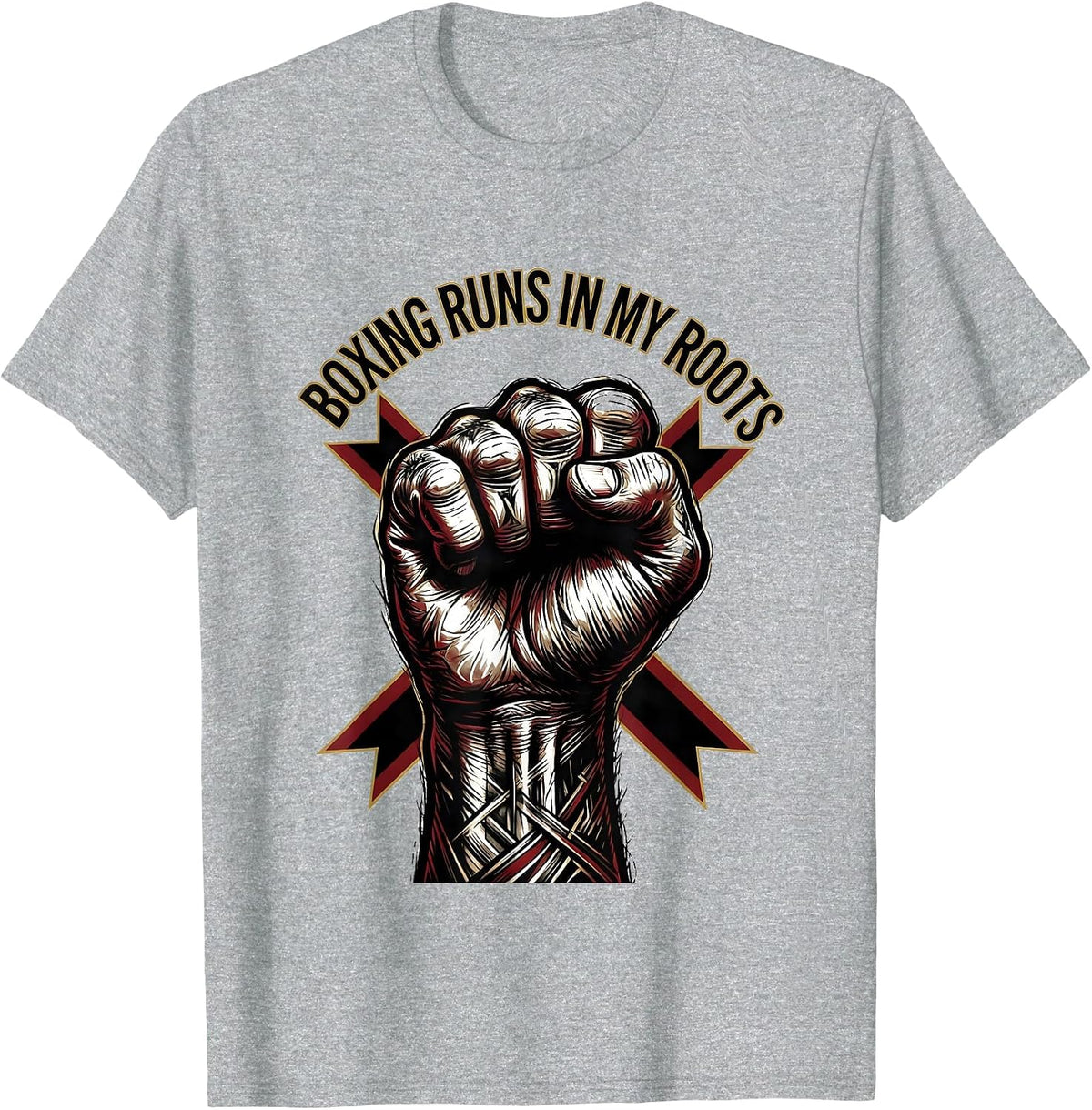 Men's Boxing Runs In My Roots Tattoo Boxing Fan Gift Boxer Pride T-Shirt - Heather Grey