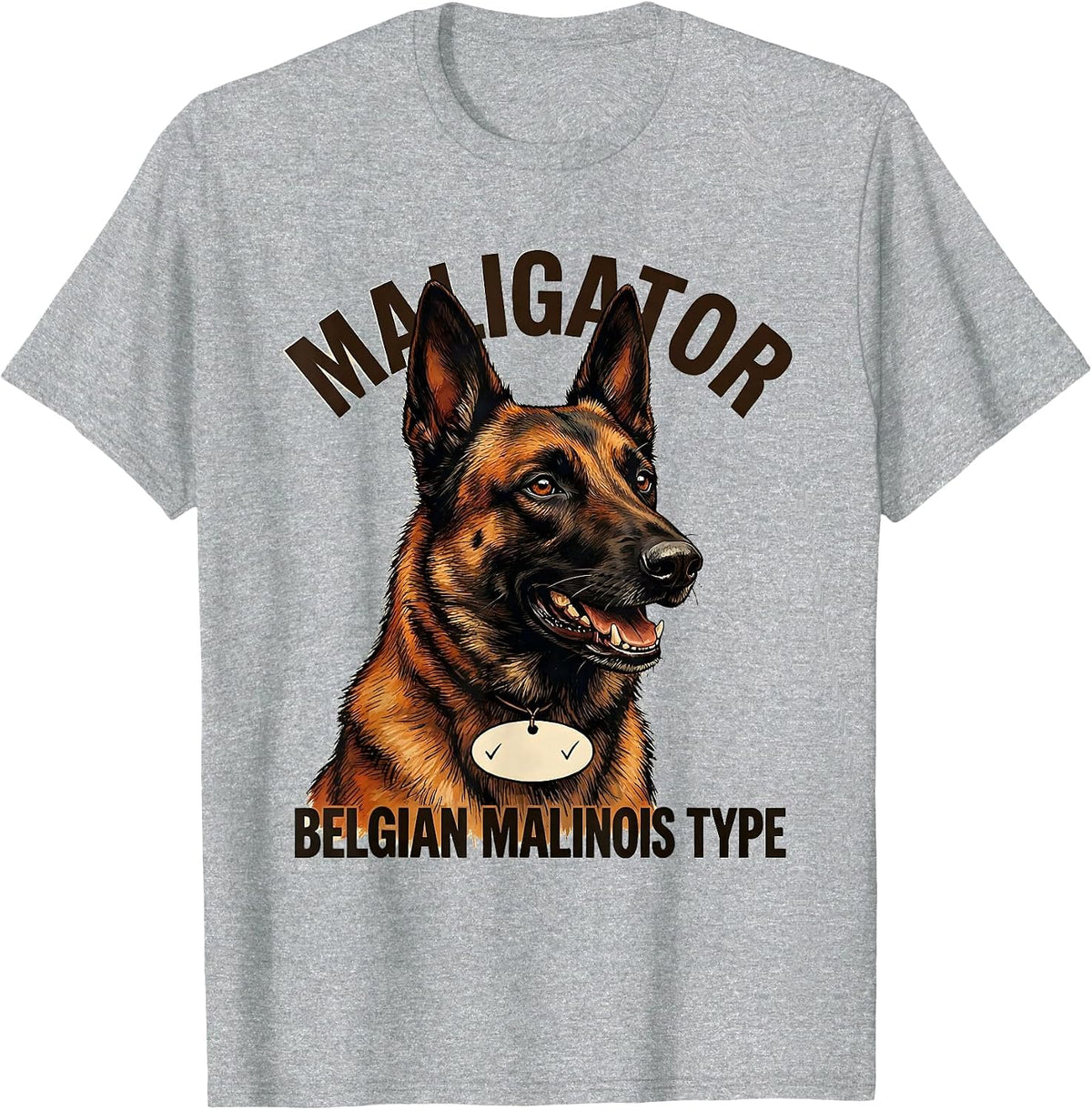 Men's Maligator Belgian Malinois Type Funny Dog Owner Breed Pride T-Shirt - Heather Grey