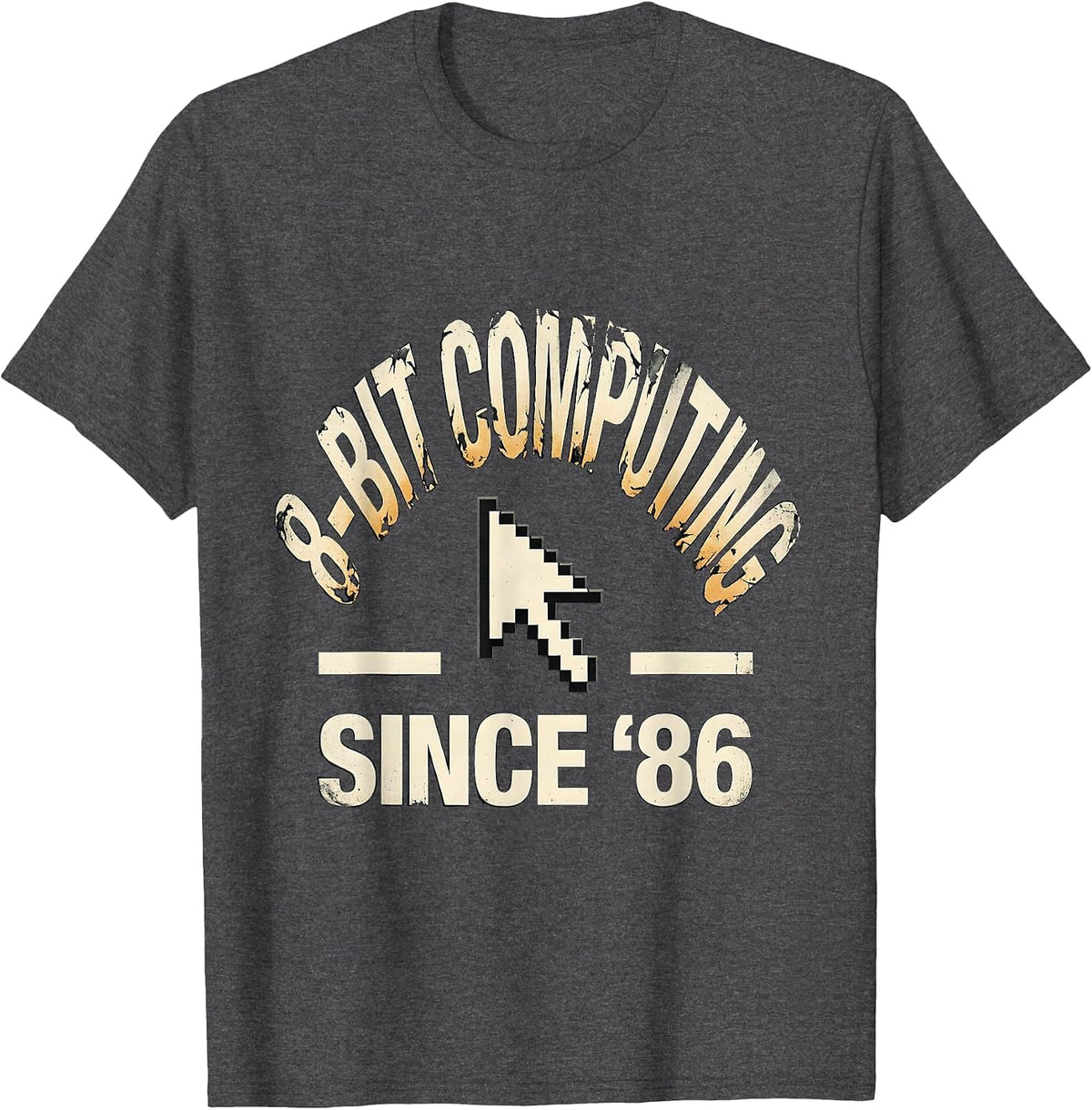 8-BIT COMPUTING SINCE '86 Grunge Vintage Retro Computing T-Shirt - Dark Heather Grey
