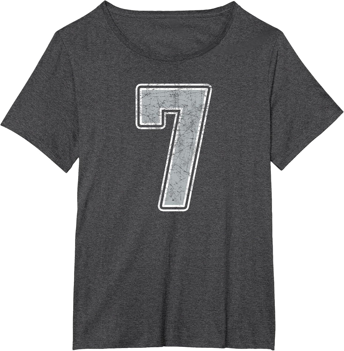 Silver White Number 7 Jersey Player Uniform #7 T-Shirt - Dark Heather Grey