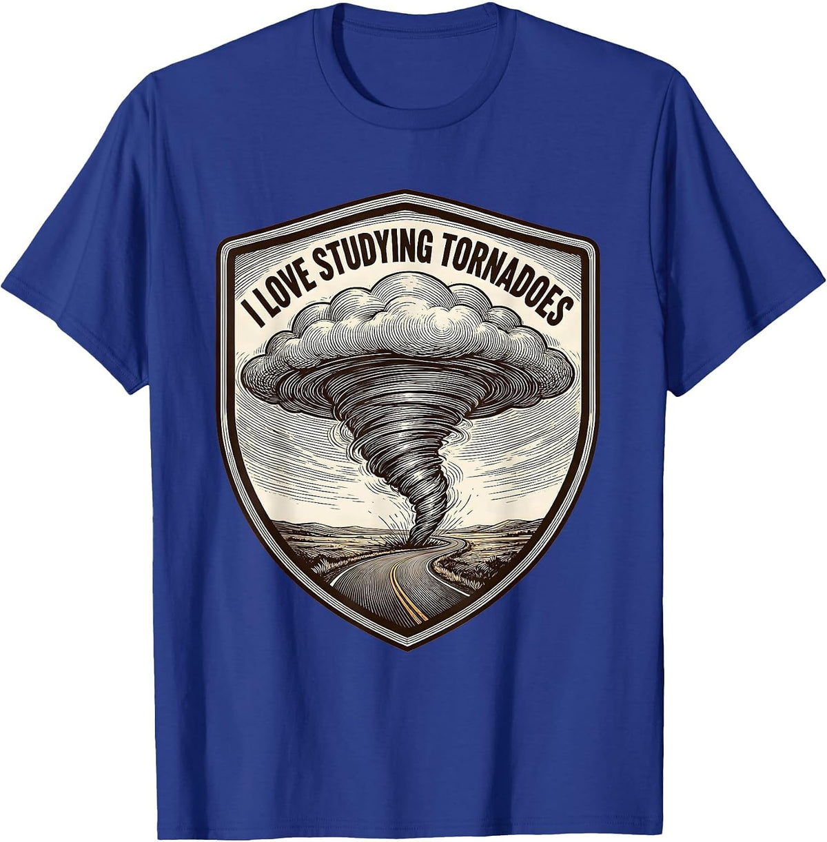 I Love Studying Tornadoes Crosshatched Weather Enthusiast T-Shirt - Royal Blue