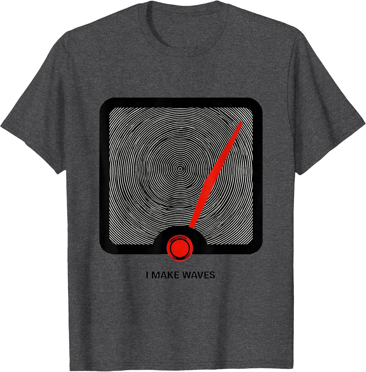 Men's I Make Waves Op Art Moiré Ham Radio Operator Hobby Humor T-Shirt - Dark Heather Grey