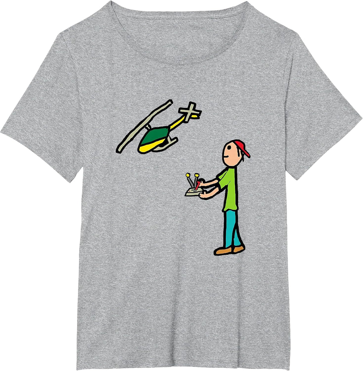 RC Model Helicopter Flying T-Shirt - Heather Grey