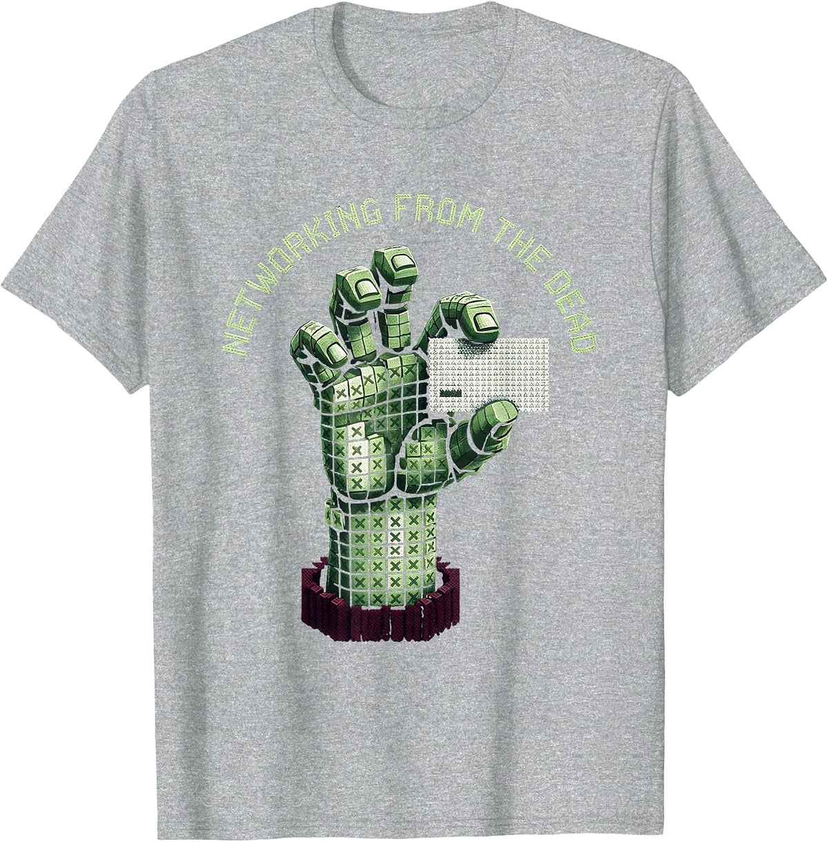 Men's Networking From The Dead Halloween Zombie Design T-Shirt - Heather Grey