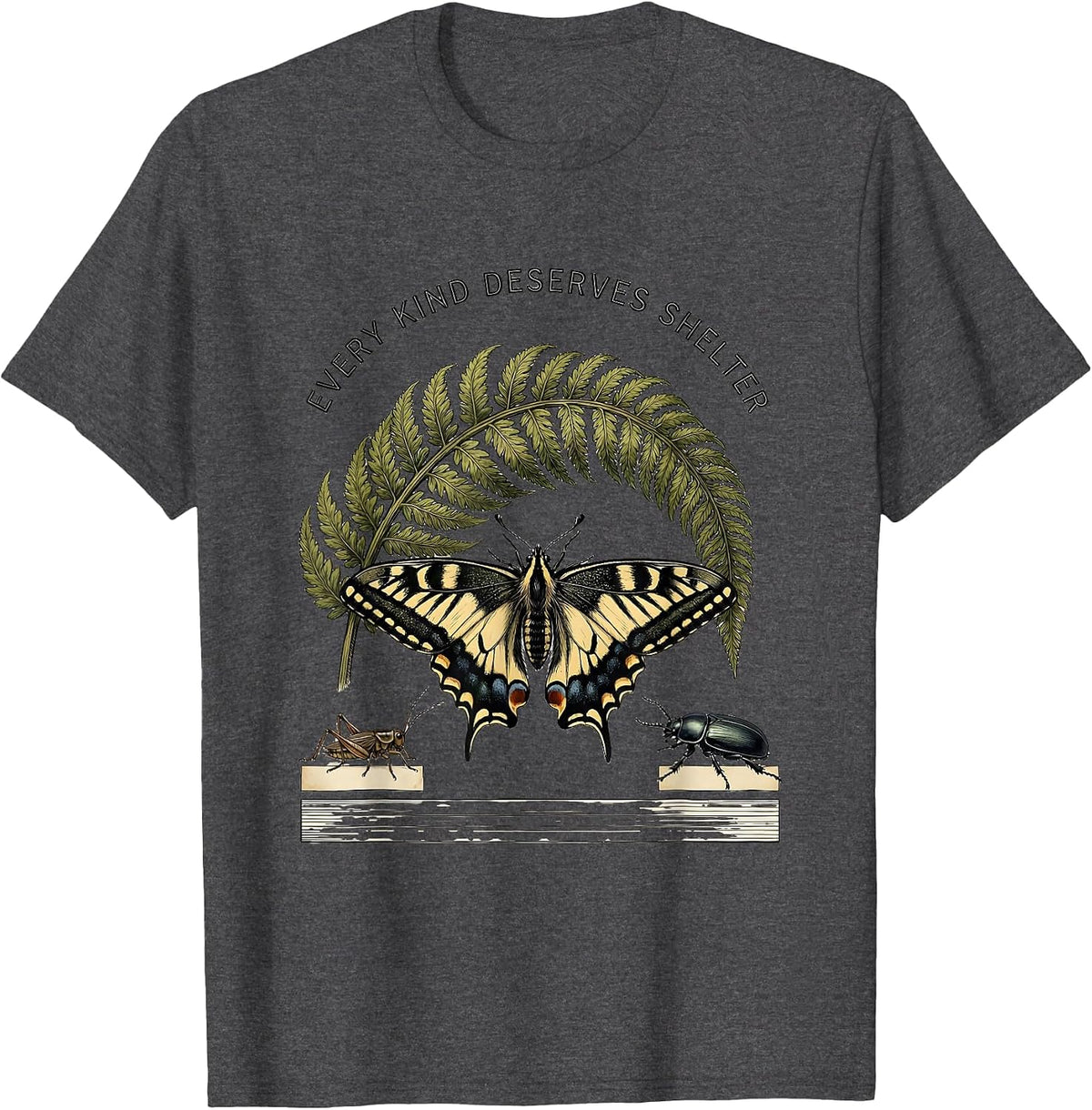 Every Kind Deserves Shelter Entomology Bug Collector Nature T-Shirt - Dark Heather Grey