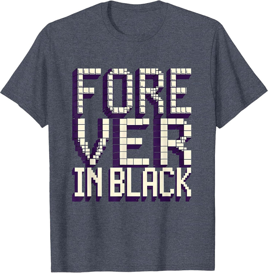 Forever in Black Goth Dark Aesthetic Design T-Shirt - Heather Blue