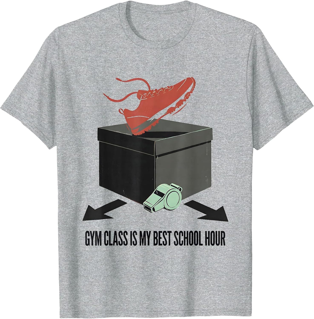 Men's Gym Class Is My Best School Hour Funny PE Teacher Back T-Shirt - Heather Grey