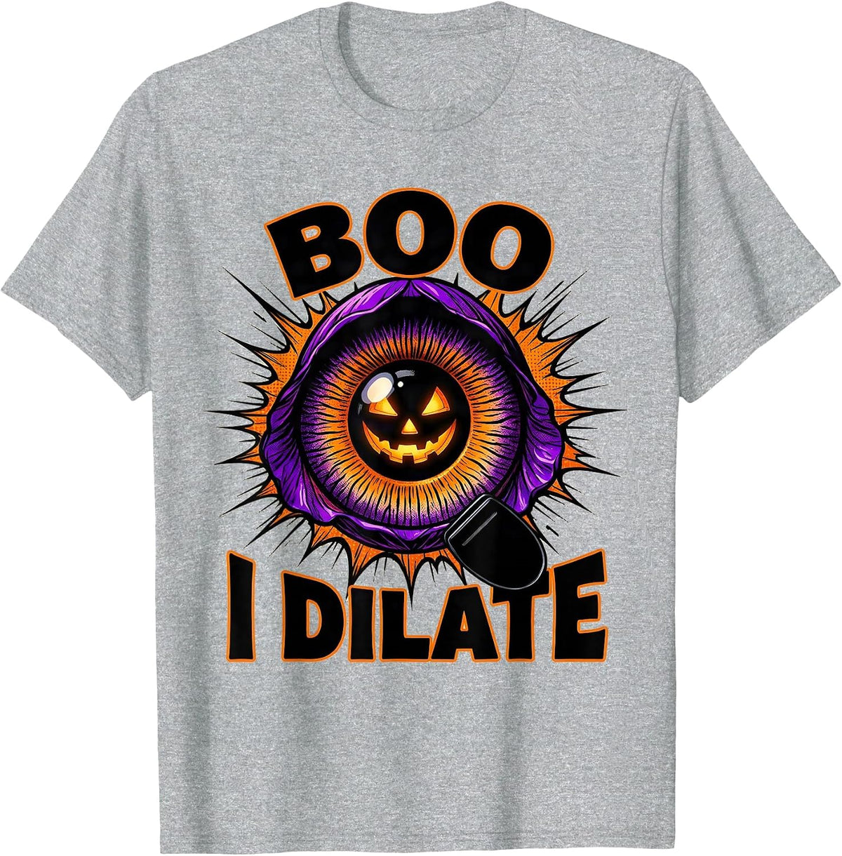 Men's Boo I Dilate Comic Book Halloween Optometrist Eye Doctor T-Shirt - Heather Grey