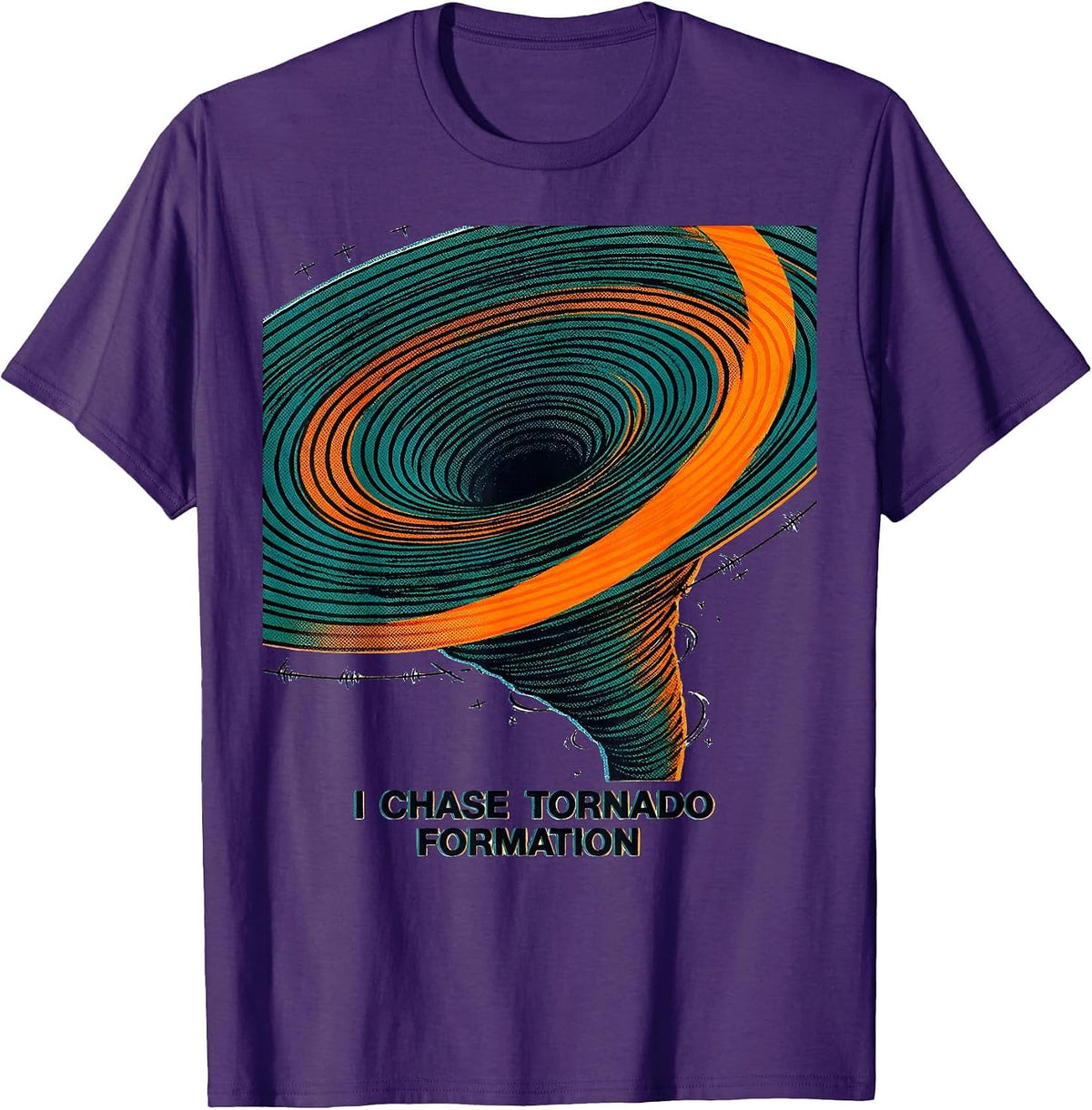 I Chase Tornado Formation Risograph Meteorology Storm Chaser T-Shirt - Purple